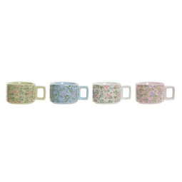 Set van koffiekopjes DKD Home Decor Blauw Groen Roze Metaal Dolomite 260 ml