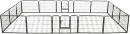 vidaXL - Hondenren - met - 16 - panelen - 60x80 - cm - staal - zwart