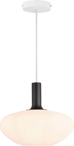 Nordlux Alton - Hanglamp E27 - Opaal glas met zwart en messing - Wit