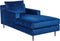 GUERET - Chaise longue - Blauw - Symmetrisch - Fluweel
