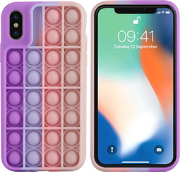 iMoshion Hoesje Geschikt voor iPhone Xs / X Hoesje Siliconen - iMoshion Pop It Fidget Toy - Pop It hoesje - roze