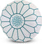 Safaary - Marokkaanse Poef Leer Wit-Blauw Rond