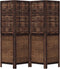 vidaXL - Kamerscherm - met - 4 - panelen - massief - paulowniahout - donkerbruin