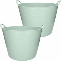 Flexibele kuip emmer/wasmand - 2x - mintgroen - 40 liter - Opbergmanden