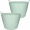 Flexibele kuip emmer/wasmand - 2x - mintgroen - 40 liter - Opbergmanden