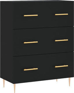 vidaXL - Dressoir - 69,5x34x90 - cm - bewerkt - hout - zwart