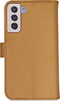 Høyde - Vegan lederen bookcase hoes - 100% Biologisch Afbreekbaar - Geschikt voor Samsung Galaxy S21 - Cognac