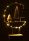 J-Line decoratie Semicirkel Op Voet + Kerstman - hout - wit/goud - LED lichtjes