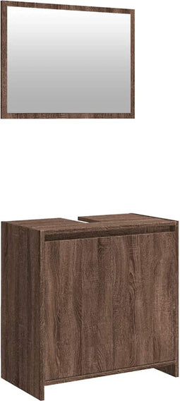 vidaXL - 2-delige - Badkamermeubelset - bewerkt - hout - bruin - eikenkleur
