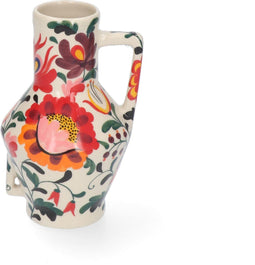 Return to Sender | Vaas Small 15 cm Bed of flowers print handgeschilderd met handvat - Bloemenvaasje - klein vaasje