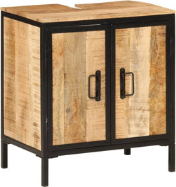 vidaXL - Wastafelkast - 55x35x60 - cm - massief - mangohout - en - ijzer