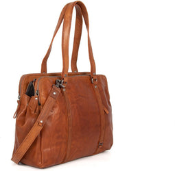 Leren Laptop Schoudertas - Kansas - Brandy Cognac