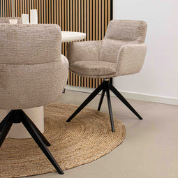 KICK NIEK - Draaistoel - Luxe textuurstof - Beige