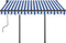 vidaXL - Luifel - automatisch - met - LED - en - windsensor - 3x2,5 - m - blauw - en - wit