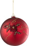 J-Line kerstbal Bloem - glas - rood - large - 6 stuks
