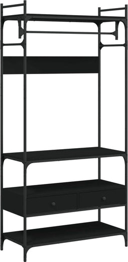 vidaXL - Kledingkast - met - lades - 89x39x184,5 - cm - bewerkt - hout - zwart