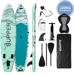 Supper Sup Board XL - Opblaasbaar Paddle Board - Max. 220KG - Waterdicht Telefoonhoesje - Pomp