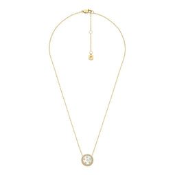 Fossil JF04865710 - Dames Collier 45.6 cm - Goudkleurig met parelmoeren hanger