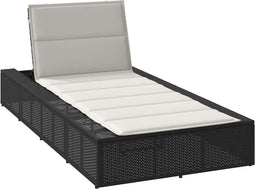 vidaXL - Ligbed - met - zwevend - kussen - poly - rattan - zwart