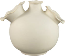 PTMD Umme Cream Round Glazed Ceramic Vase Wavy Edges M