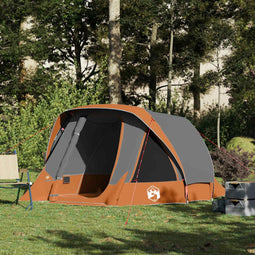 vidaXL - Tent - 4-persoons - waterdicht - grijs - en - oranje