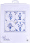 Thea Gouverneur - Borduurpakket met telpatroon - 483A - Voorgesorteerde DMC Garens - Delfts Blauwe Tegels - Aida - 28 cm x 28 cm - DIY Kit