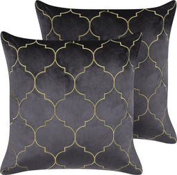 ALYSSUM - Sierkussen set van 2 - Grijs - 45 x 45 cm - Polyester