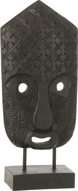 J-Line decoratie masker Op Voet Albasia- hout - zwart - small