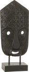 J-Line decoratie masker Op Voet Albasia- hout - zwart - small