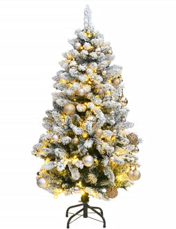 vidaXL - Kunstkerstboom - met - scharnieren - 150 - LED - en - kerstballen - 120 - cm