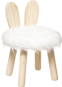 Atmosphera Kruk - konijn - wit - hout - D27 x H38 cm - kinderkrukje/kinderstoeltje
