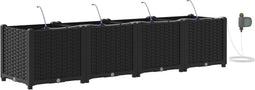 vidaXL - Tuinplanters - met - wateringsysteem - 4 - stuks - Zwart