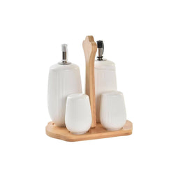 Olie en azijnset DKD Home Decor 17 x 12,5 x 18 cm Natuurlijk Porselein Wit 5 Stuks