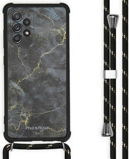iMoshion Hoesje Geschikt voor Samsung Galaxy A52 (4G) / A52s / A52 (5G) Hoesje Met Koord - iMoshion Design Hoesje met Koord - Zwart / Black Marble