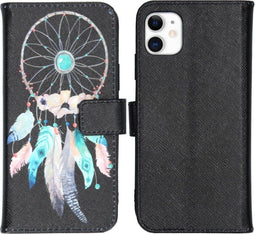 iMoshion Hoesje Geschikt voor iPhone 11 Hoesje Met Pasjeshouder - iMoshion Design Softcase Bookcase - Zwart / Meerkleurig / Dreamcatcher