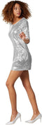 Dressforfun Paillettenjurk - Verkleedkleding - Lange mouwen - Zilver
