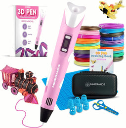 MM Brands 3D Pen Starterspakket - Inclusief 100m Filament in 10 Kleuren - Extra Lange Laadkabel - Geschikt voor ABS & PLA Filament - Roze