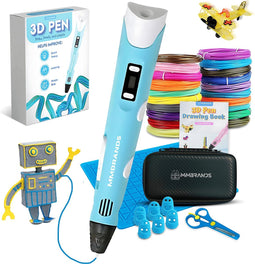 MM Brands 3D Pen Starterspakket - Inclusief 100m Filament in 10 Kleuren - Extra Lange Laadkabel - Geschikt voor ABS & PLA Filament - Blauw