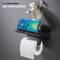MM Brands WC Rolhouder met Plankje - Zelfklevend / Boren / Zonder Boren - Zwart - Toiletrolhouder - WC Papier Houder