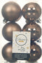 Decoris Kerstballen - 12 stuks - kunststof - walnoot bruin - 6 cm