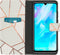 iMoshion Hoesje Geschikt voor Huawei P30 Lite Hoesje Met Pasjeshouder - iMoshion Design Softcase Bookcase - Wit / Meerkleurig / Goud / White Graphic