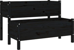vidaXL - Plantenbak - 110x84x75 - cm - massief - grenenhout - zwart