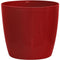 Glanzende plantenpot - GARDEN ID - Glanzend Rood met wielen - 30 x 27 cm - Keramiek look - Waterdicht - Gemakkelijk te verplaatsen