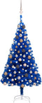vidaXL - Kunstkerstboom - met - verlichting - en - kerstballen - 120 - cm - PVC - blauw