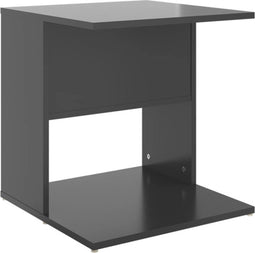 vidaXL - Bijzettafel - 45x45x48 - cm - bewerkt - hout - hoogglans - grijs