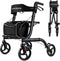 Medzone Fortis - Rollator - Lichtgewicht Opvouwbaar Zitfunctie - Zwart/Aluminium