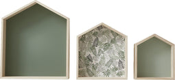 Vertbaudet Set van 3 houten huisplanken - Scandinavische stijl - Blauwgroen (set van 3)