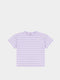 Wrangler Dames T-shirt - Oversized - Katoen - Lavendel met witte strepen - M (5401019147390)