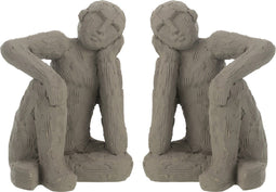 J-Line boekensteun Zittend - cement - grijs - large - 2 stuks