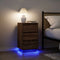 vidaXL - Nachtkastje - met - LED-verlichting - 38x34x65 - cm - bruin - eiken